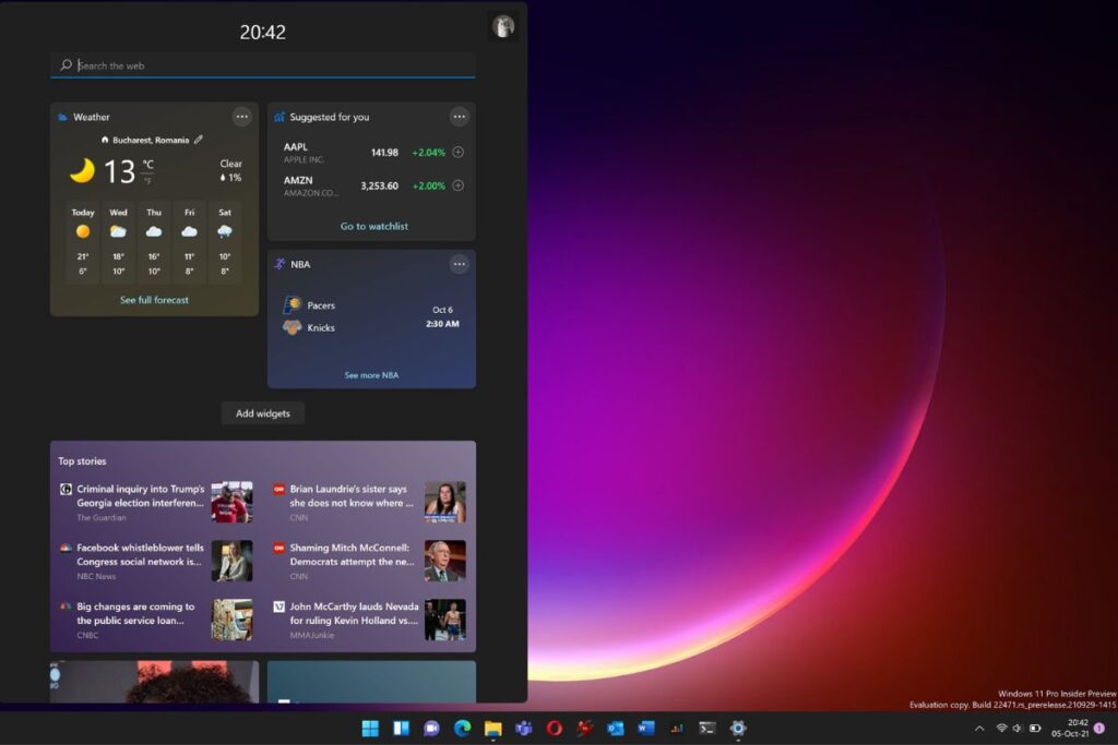 Windows 11 widżety