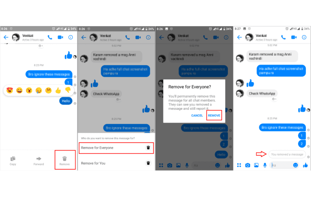 supprimer des messages dans l'application mobile